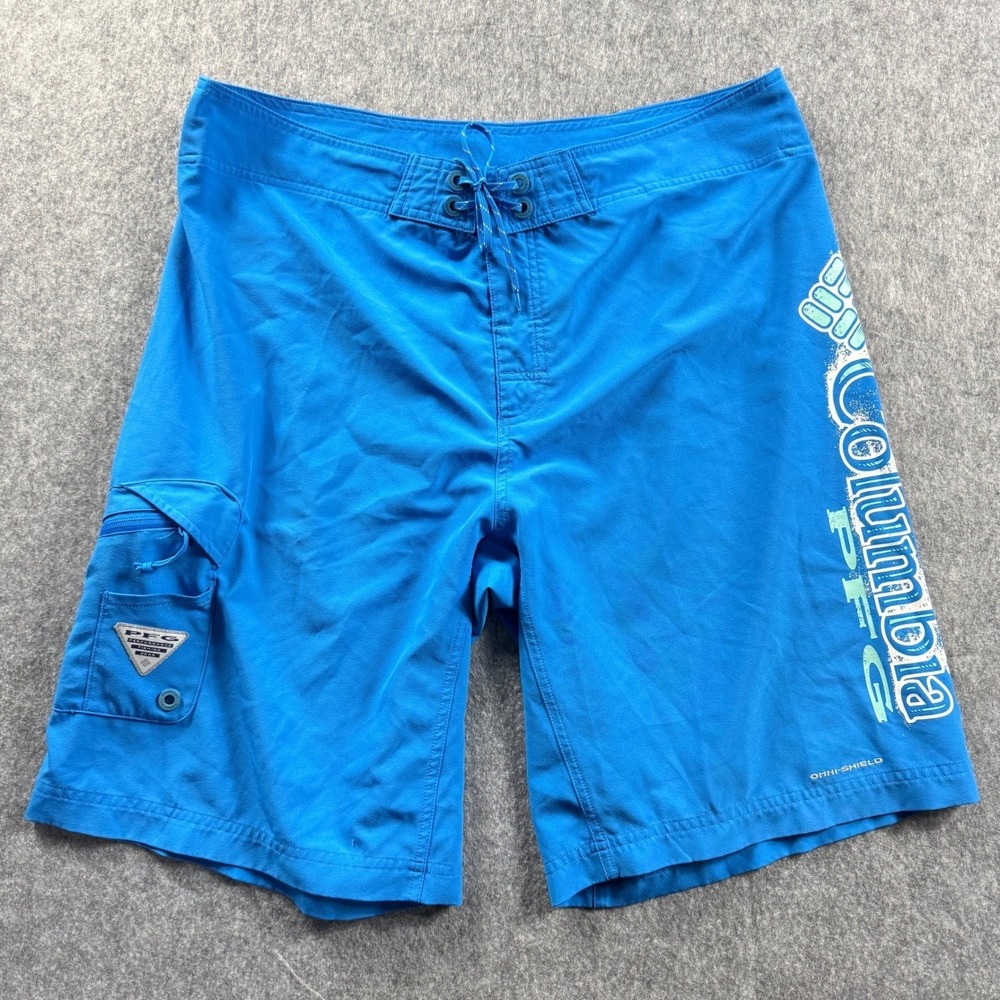 Columbia PFG Mens Shorts 36‎ Blue Omni-Shield Board Fishing Swim Trunks 11"